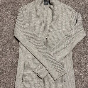 Armani Exchange Light Gray Zip-Up Sweater